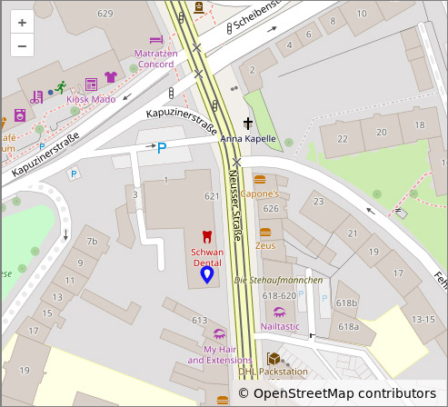 Anfahrtsskizze zur Praxis © OpenStreetMap contributors
